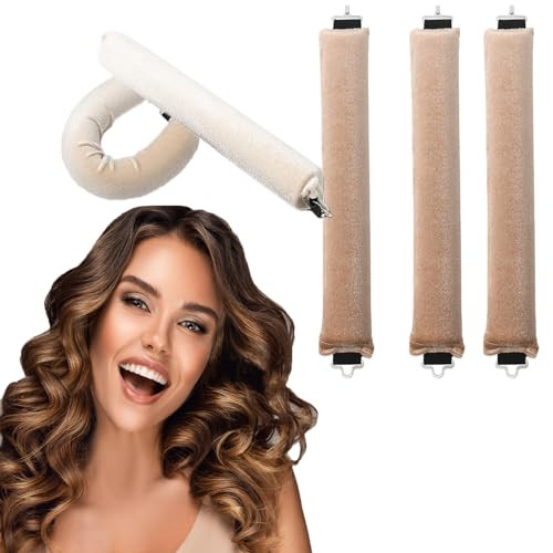 Heatless Curling Rod, Heatless Headband Curler, Heatless Curling Ribbon with Hook, Easy to Use Sleep Curling Ribbon, Curl Styling Kit for Sleep in Overnight Khaki | Amazon (US)