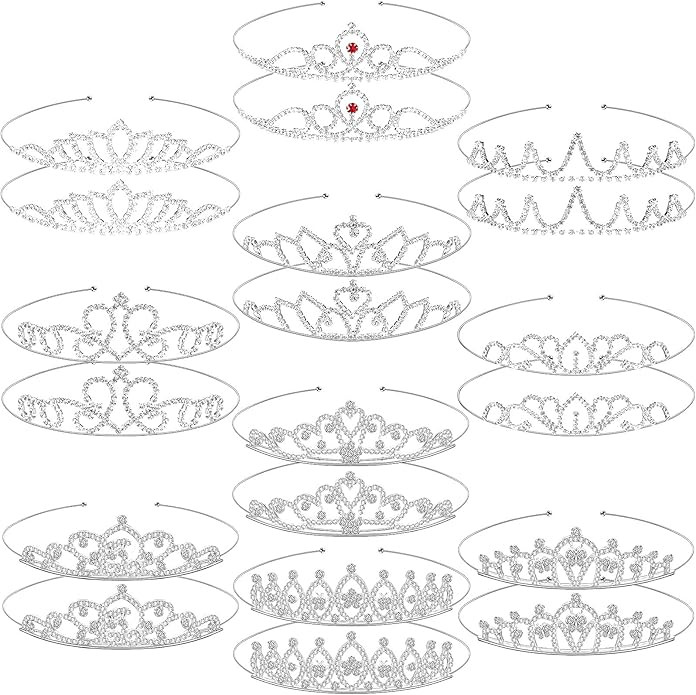 Hicarer 20 Pieces Girls Tiara Crown Silver Princess Crowns Girls Crystal Tiaras for Wedding Birth... | Amazon (US)
