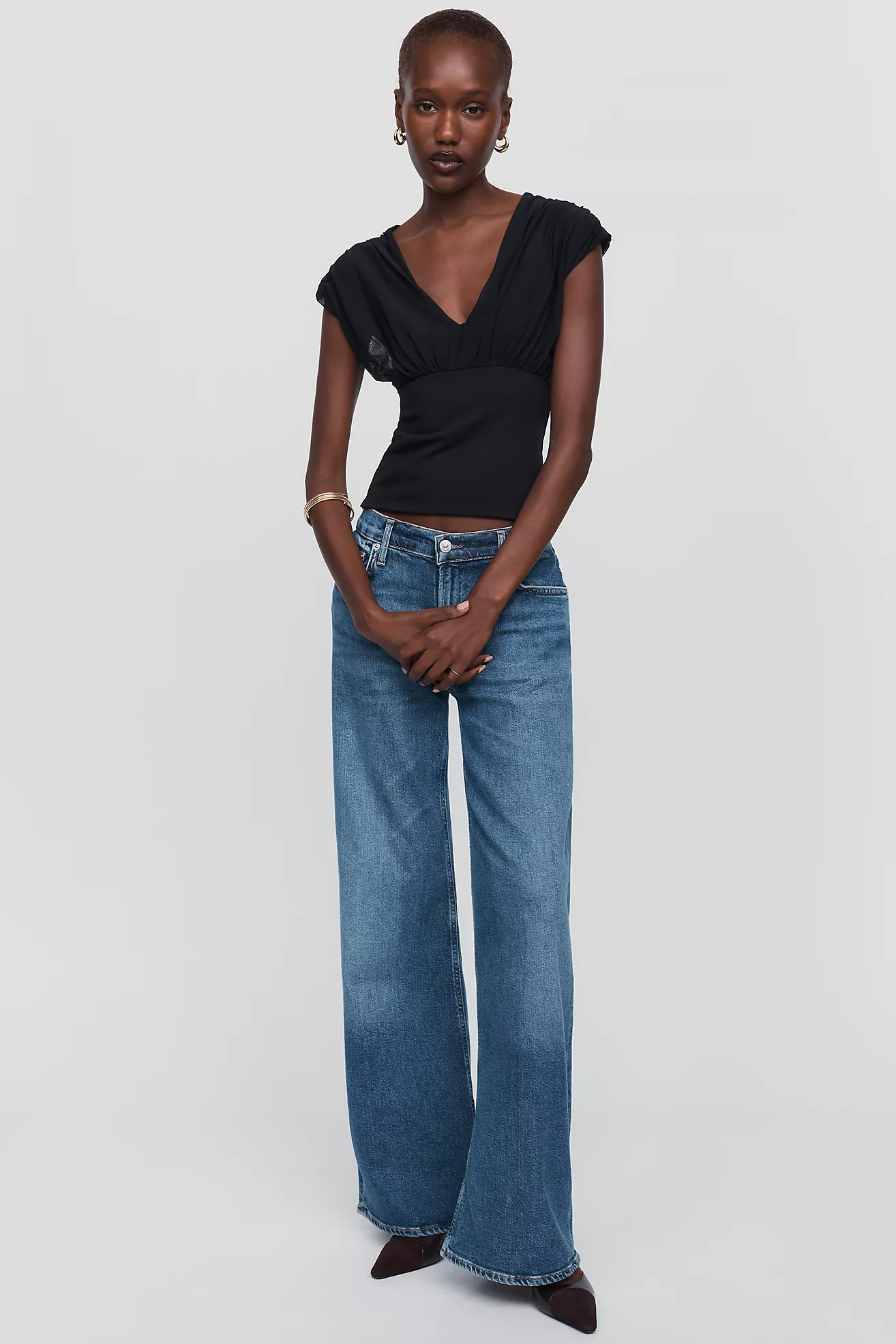 By Anthropologie Plunge-Neck Banded Top | Anthropologie (US)