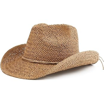 Straw Sun Beach Cowboy Hat for Women Short Brim Western Cowgirl Hat | Amazon (US)