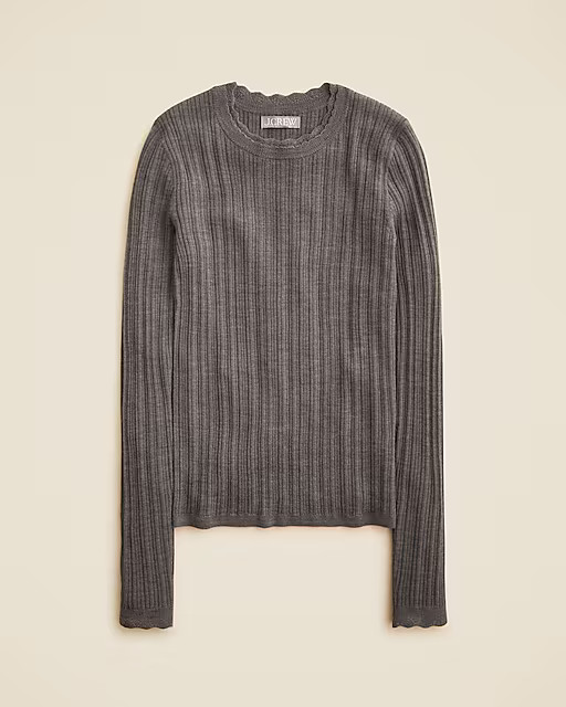Layered pointelle sweater-tee in merino wool | J. Crew US