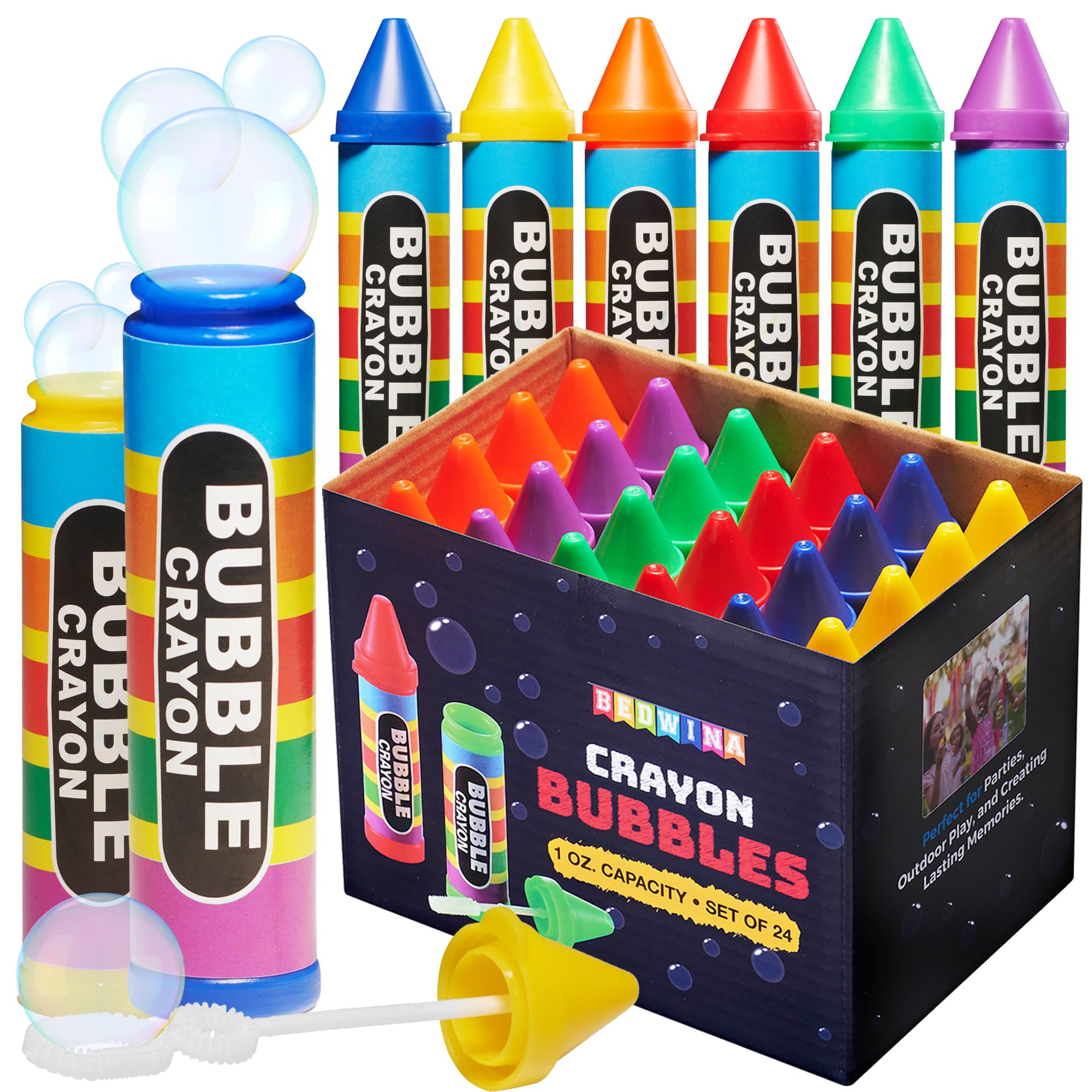 Mini Crayon Bubbles for Kids - (Pack of 24) Bulk 1 Fl Oz Bottles with Wands - Crayon Shape Bubble... | Amazon (US)
