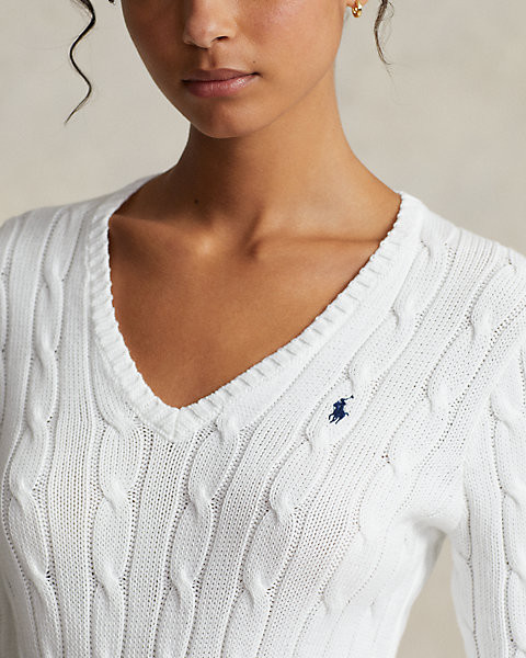 Cable-Knit V-Neck Jumper | Ralph Lauren (UK)