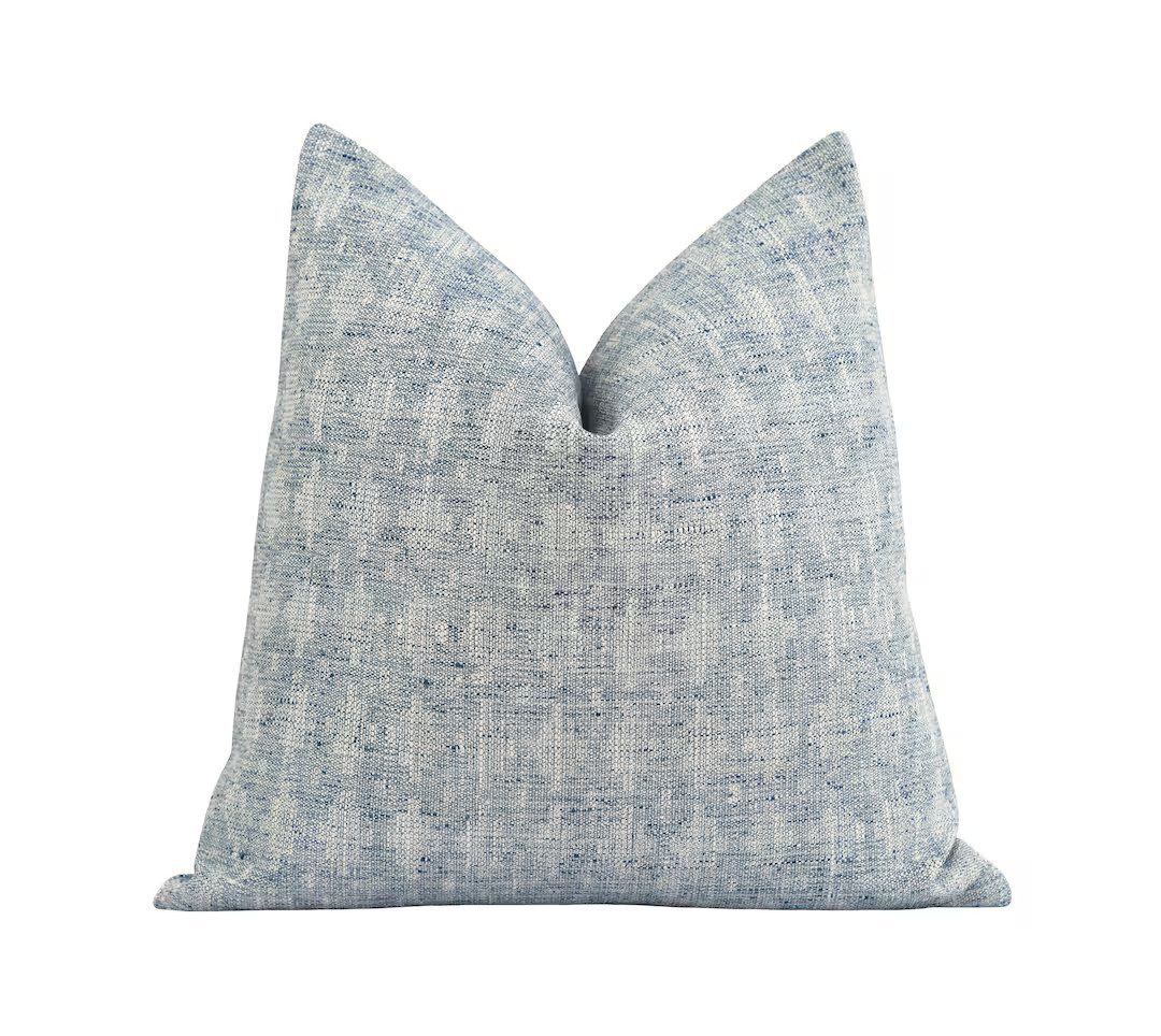 Chambray Woven Pillow Cover, Double Sided Woven Jacquard Pillow Cover, 18 20 22 Stormy Blue Woven... | Etsy (US)