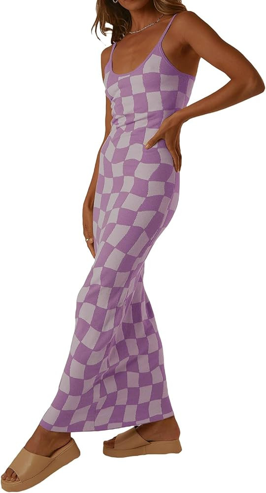 Bodycon Dresses for Women Summer Knit Hollow Out Sexy Night Out Midi Maxi Dress Sleeveless Long C... | Amazon (US)