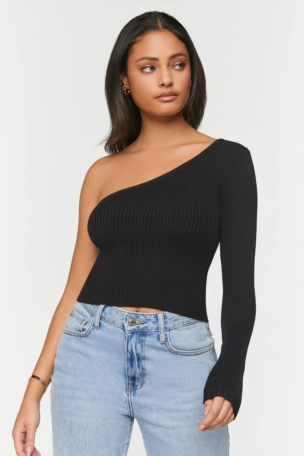 One-Shoulder Sweater-Knit Top | Forever 21 (US)