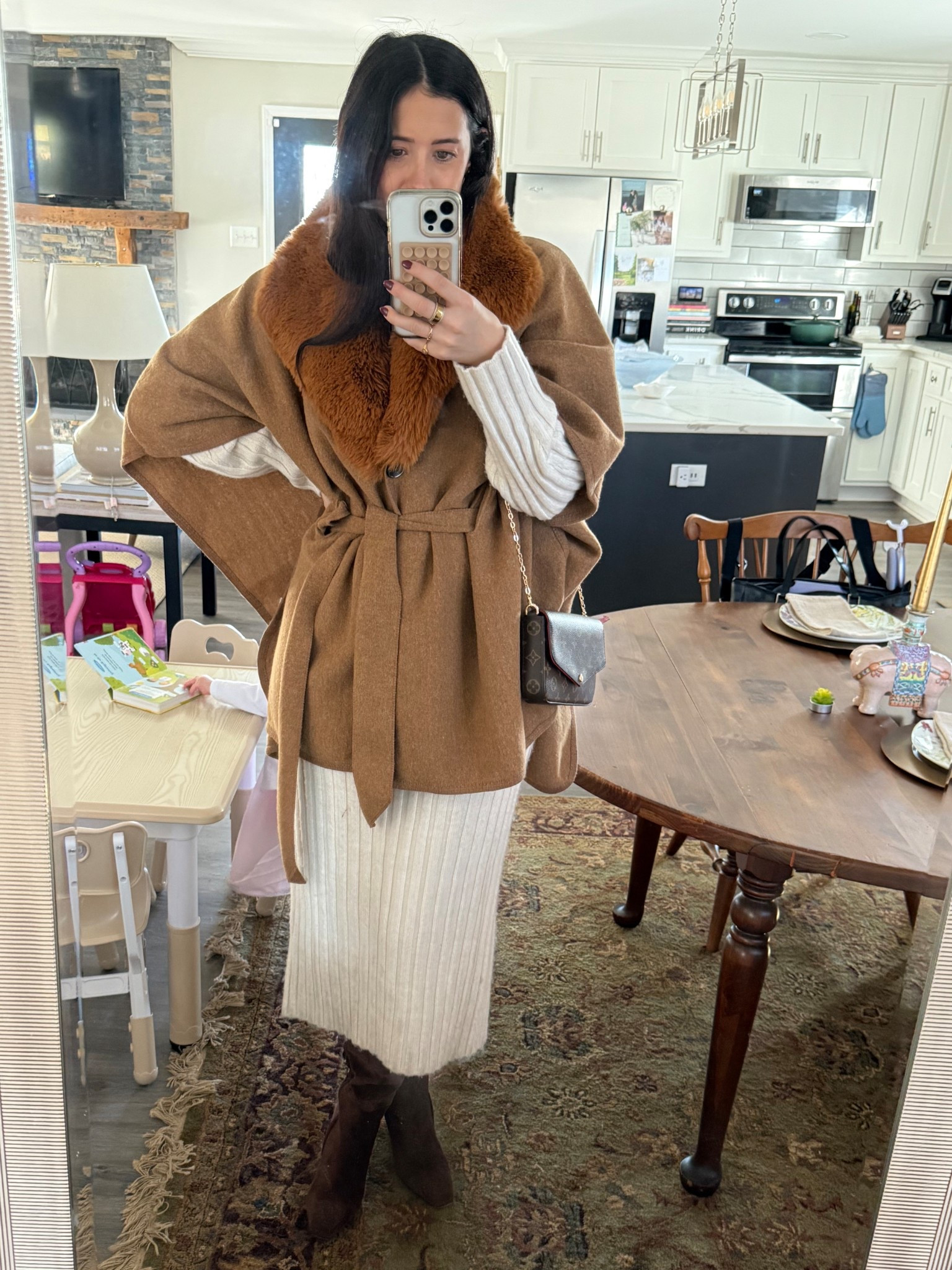 Ribbed sweater dress perfect for this chilling morning. Wearing a size M in the dress and 8 in the suede brown boots 

#LTKootd