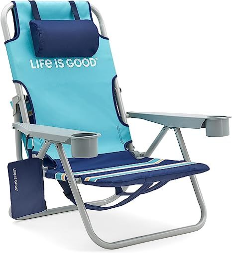 Life is Good LIGBC-BT-1PK Beach Chair, Short, Blue Turtle | Amazon (US)