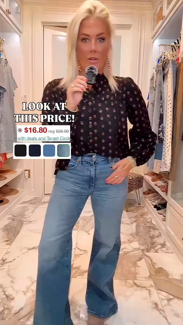 The viral butter flare jeans are legit - size 6 Fall blouse top - small Sweater

on sale