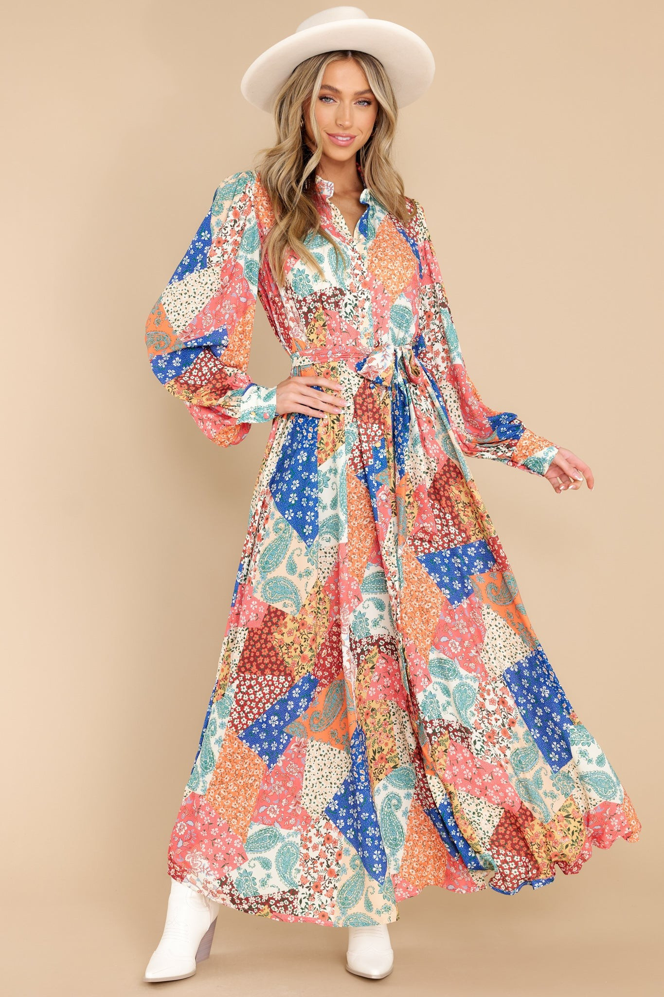 Split The Difference Orange Floral Print Maxi Dress | Red Dress 