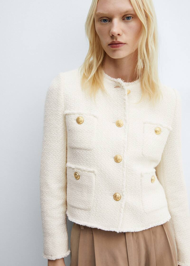 Pocket tweed jacket -  Women | Mango United Kingdom | MANGO (UK)