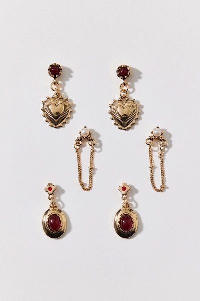 Cass Gem Heart Locket Earring Set | Urban Outfitters (US and RoW)