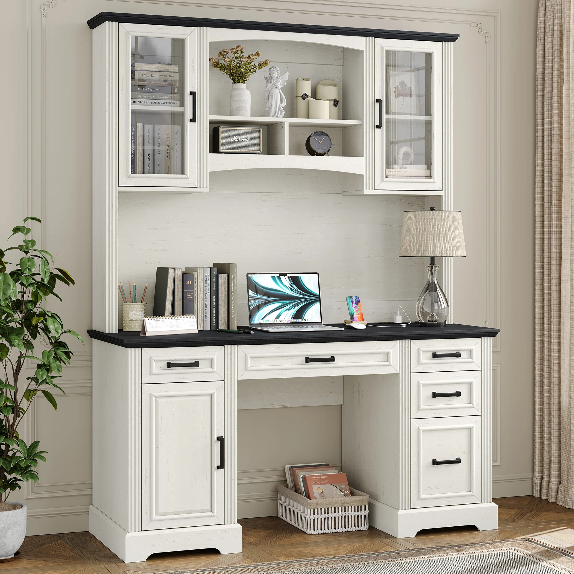 Denanne 58'' W Computer Desk with Outlet and Hutch for Home Office | Wayfair North America
