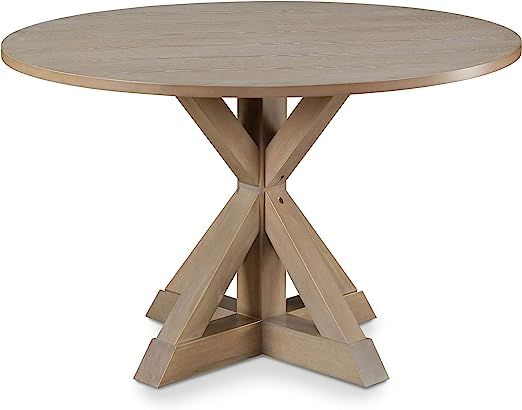 Finch Alfred Round Solid Wood Rustic Dining Table for Farmhouse Kitchen Room Decor, Wooden Trestl... | Amazon (US)