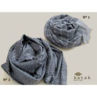 Woven Cashmere Wool Shawl, Gray Scarf Unisex, Soft Shawl | Etsy (US)