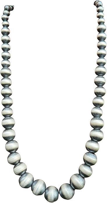 Graduated 925 Sterling Silver Pearls 7mm-16mm Bead Necklace 22 Inch Navajo Style | Amazon (US)