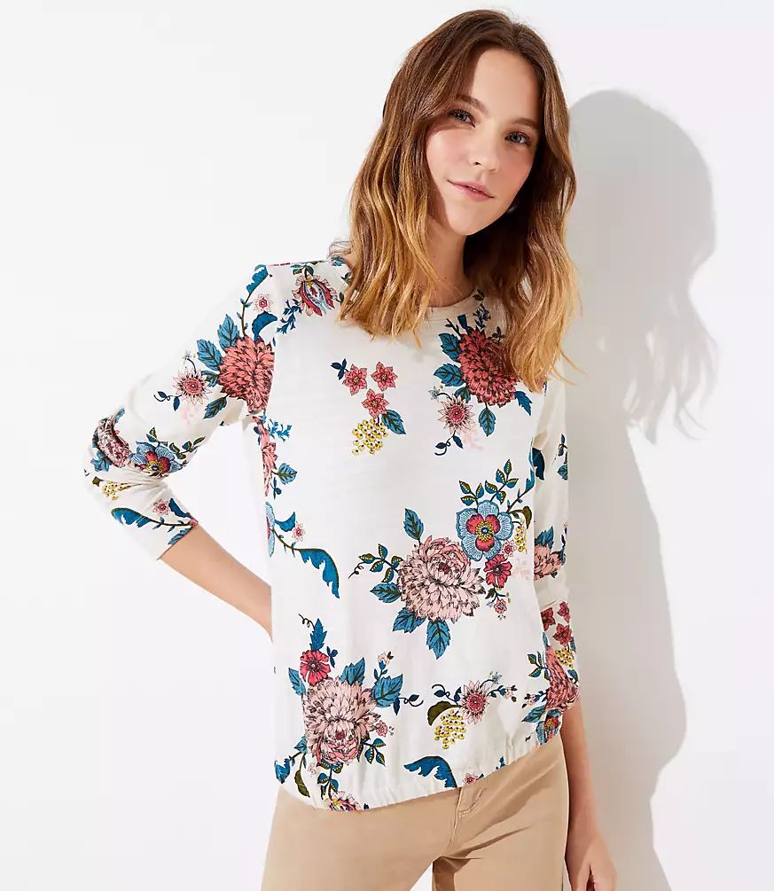 Floral Bubble Hem Sweatshirt | LOFT