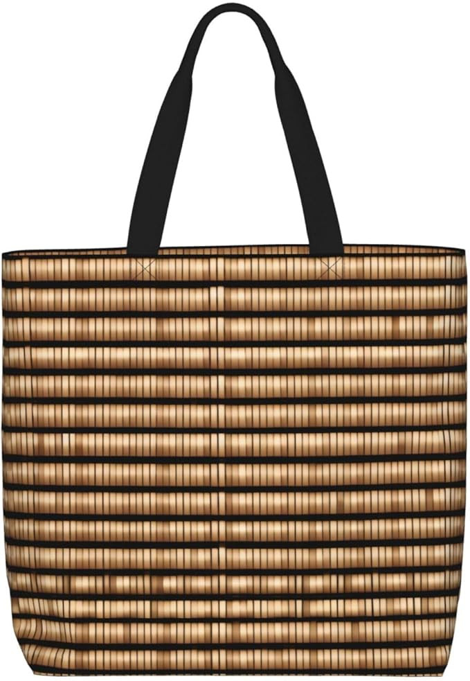 Wicker Woven pattern print Women Tote Bags with Inner Bag Handbags with Pattern for Shopping Offi... | Amazon (US)