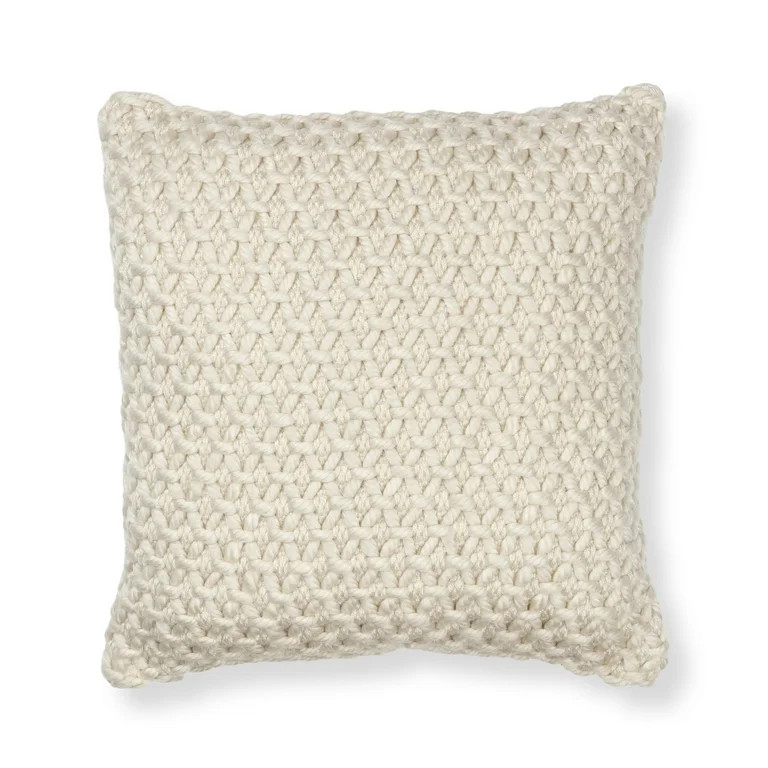 Mainstays Honeycomb Ivory Throw Pillow, 18" x 18" (1 count) | Walmart (US)