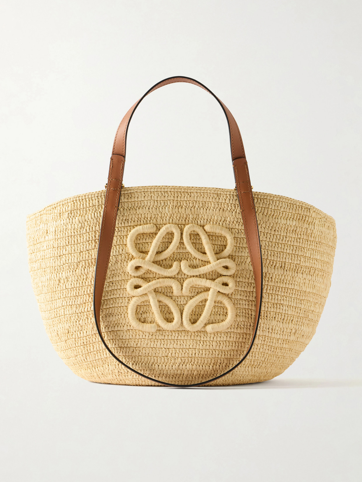 LOEWE - + Paula's Ibiza Eclipse Basket Medium Leather-trimmed Raffia Tote - Neutrals | NET-A-PORTER (US)