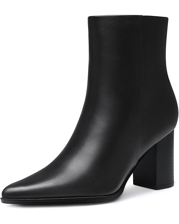 Women Heel Ankle Boots: 3.2 In Chunky Heels, Fashion Pointed Toe Short Boots, Fall Winter Booties... | Amazon (US)