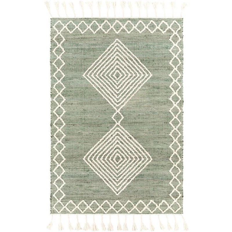Rodriguez Handmade Medium Green/Cream Rug | Wayfair North America