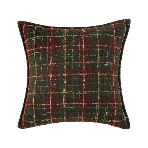 MAGOLIFE Scottish Tweed Loop Yarn Tartan Plaid Cotton Thread Tassel Throw Pillow Cover Farmhouse Holiday Decorative Retro Classic Cushion Pillow Case for Living Room Couch Bed Sofa Home (18“ x 18") | Amazon (US)