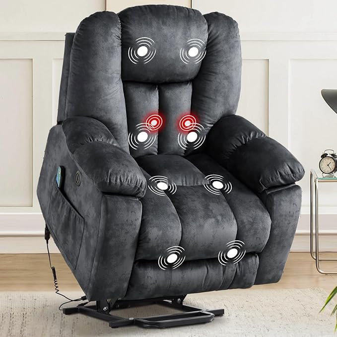CANMOV Large Power Lift Recliner Chair with Massage, Heat, and USB for Elderly, Overstuffed Wide ... | Amazon (US)