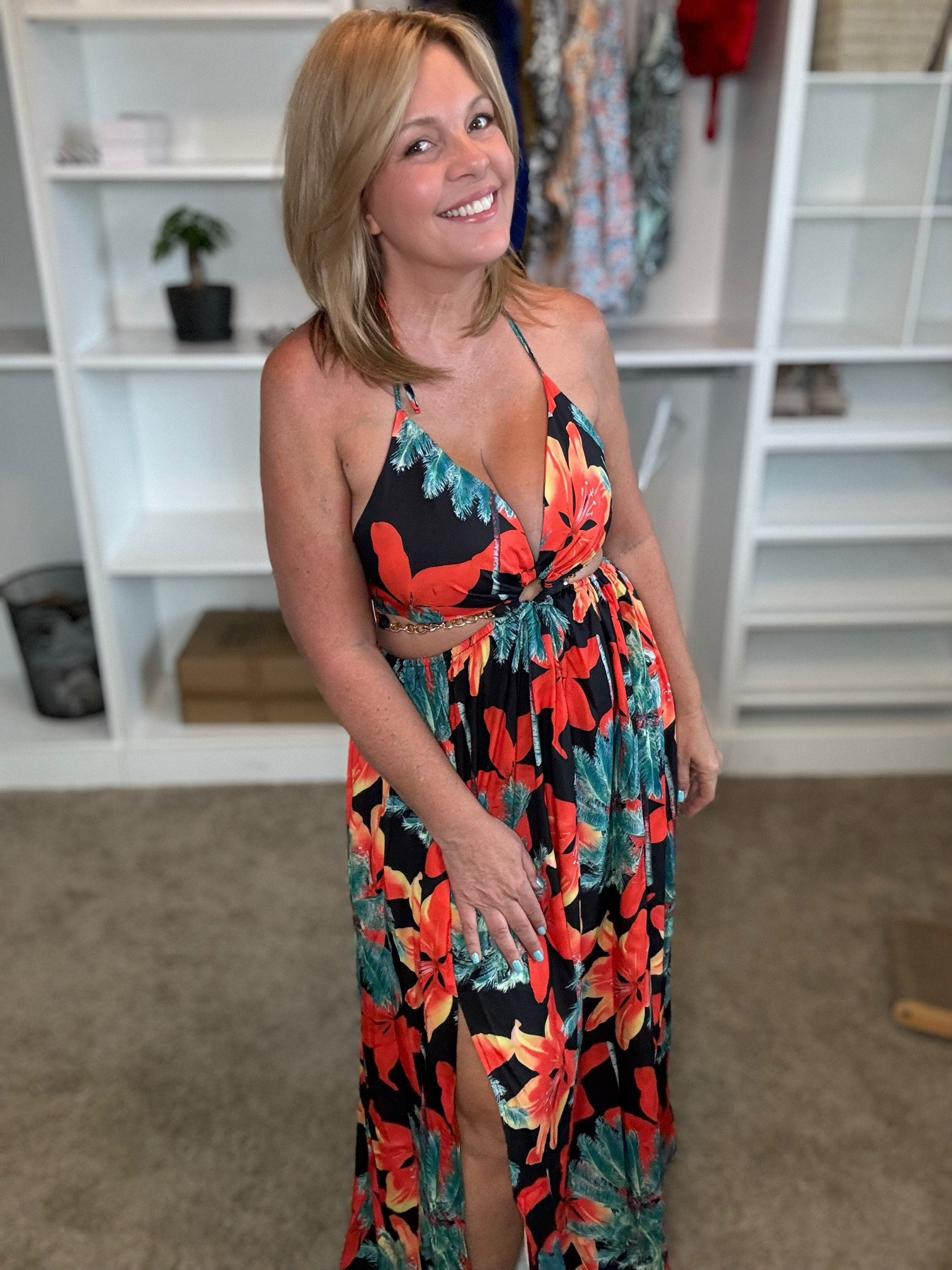 Get ready for summer with the all-new Elssime Women's  Backless Halter Dress! This chic and stylish dress features a captivating printed design, alluring side slit, and a flattering halter neckline. Perfect for those warm summer days or a night out, this dress is a must-have for your wardrobe. 

#LTKFindsUnder50 #LTKOver40 #LTKMidsize