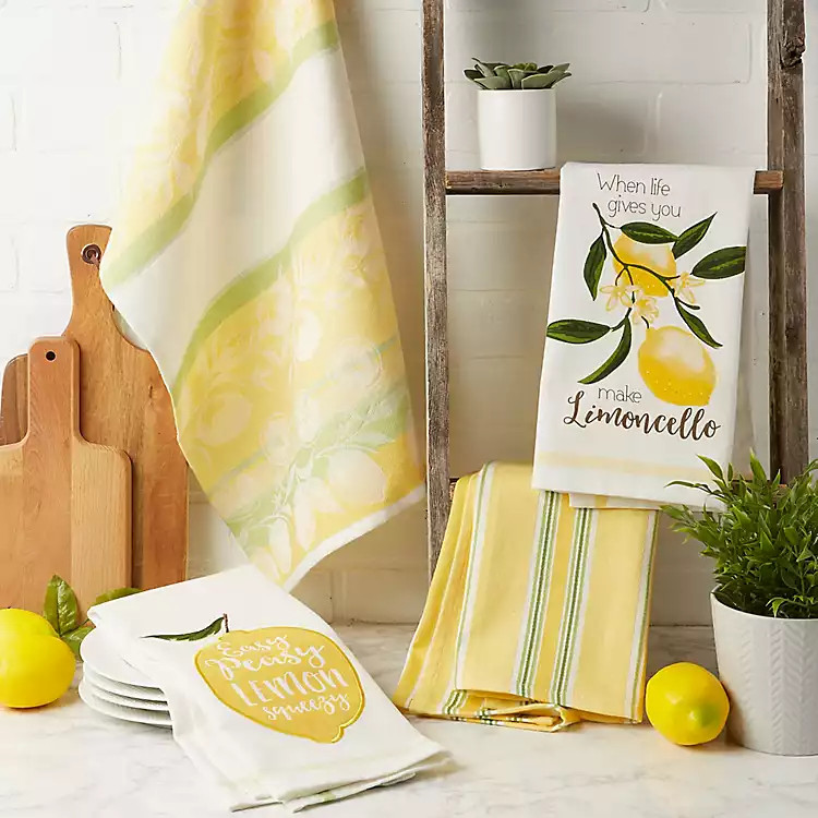 Lemon Bliss Printed Kitchen Towels, Set of 4 | Kirkland's Home