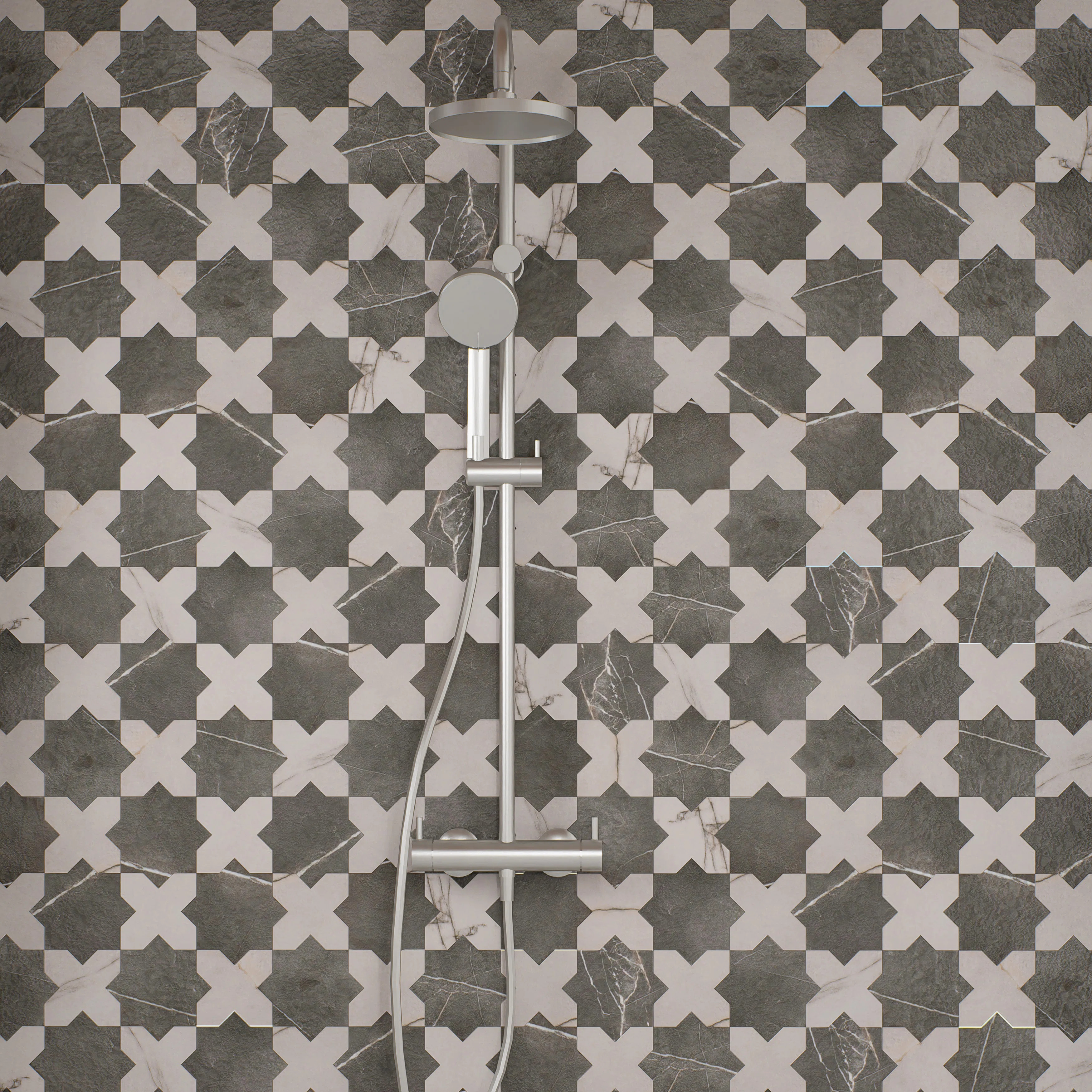 Istanbul Star with Cross 6 In. X 12 In. Porcelain Floor And Wall Tile Kit | Wayfair North America