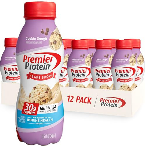 Premier Protein Shake, Cookie Dough, 30g Protein 1g Sugar 24 Vitamins Minerals Nutrients to Support Immune Health, 11.5 fl oz (Pack of 12) | Amazon (US)