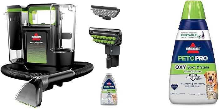 BISSELL® Little Green® Max Pet Portable Carpet and Upholstery Deep Cleaner, Car/Auto Detailer + BISSELL® PET PRO OXY Spot & Stain Formula for Portable Carpet Cleaners, 32 oz., 2034 | Amazon (US)