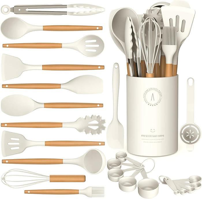 AVGPD Silicone Cooking Utensils Set, Silicone Utensils for Cooking, 446° Heat Resistant Kitchen ... | Amazon (US)