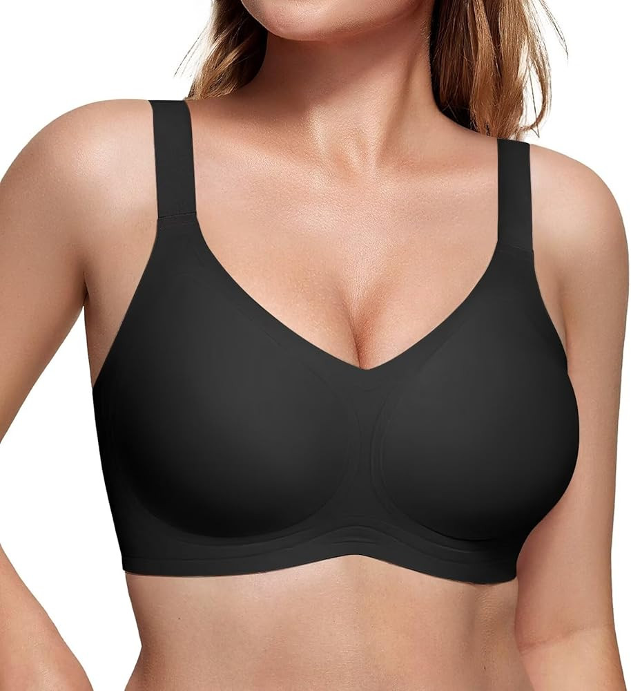 Vertvie Women's Seamless Bra Wireless Push Up Support Bra Comfort Full Coverage Bra V Neck Sleep ... | Amazon (US)