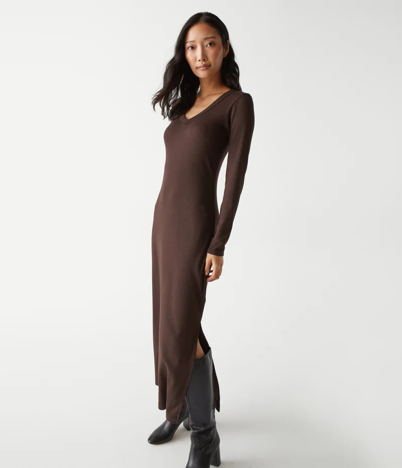 Fowler Ribbed Maxi Dress with Slit | MichaelStars.com