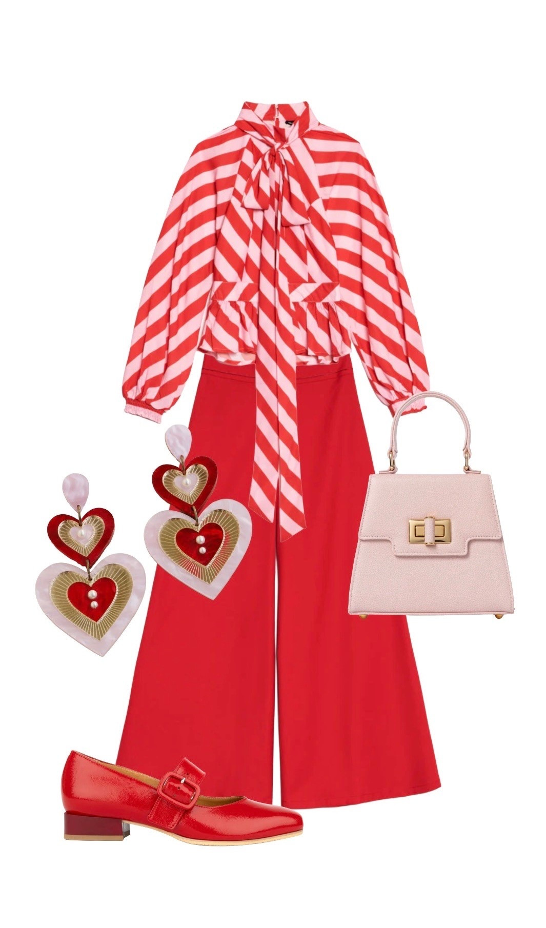 Queen of Hearts ♥️ 1970s vibes - this is the kind of outfit you can wear to work (if they like the fact that you’re a fashion lover), for date night, drinks with the girls or a disco! 💃 

Pink & Red ‘Menton’ Stripe Tie Neck Blouse & ‘Ciel’ super-Wide Red Trousers - NEW at Sister Jane (selling fast!)

Mable Handbag in Misty Rose - Emmy London (2 Left in stock at time of posting, so hurry!)

Red Block Heel ‘Bliss’ Mary Janes - Embassy London

Red & Pink Statement Heart Drop Earrings - Wolf & Moon (not on LTK)

#LTKbag #LTKshoes #LTKstyletip #LTKsummer

#LTKdatenight #LTKuk #LTKeurope