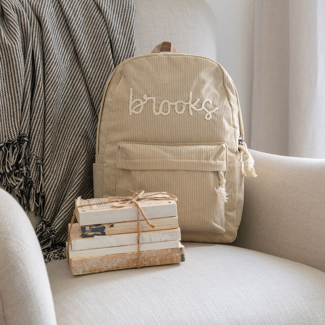 Personalized Hand Embroidered Corduroy Backpack - Etsy | Etsy (US)