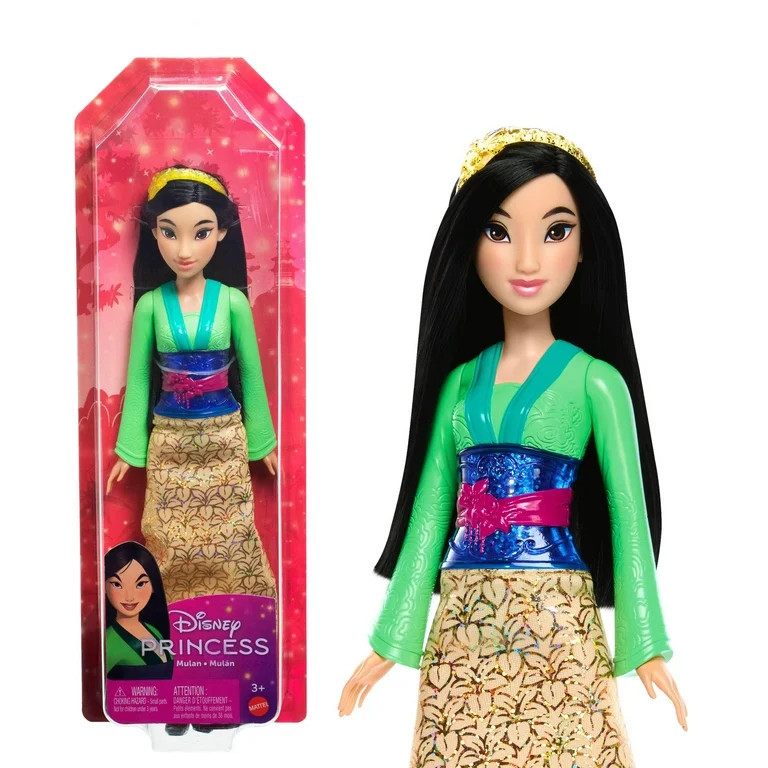 Disney Princess Mulan 11 inch Fashion Doll with Black Hair, Brown Eyes & Hair Accessory, Sparklin... | Walmart (US)