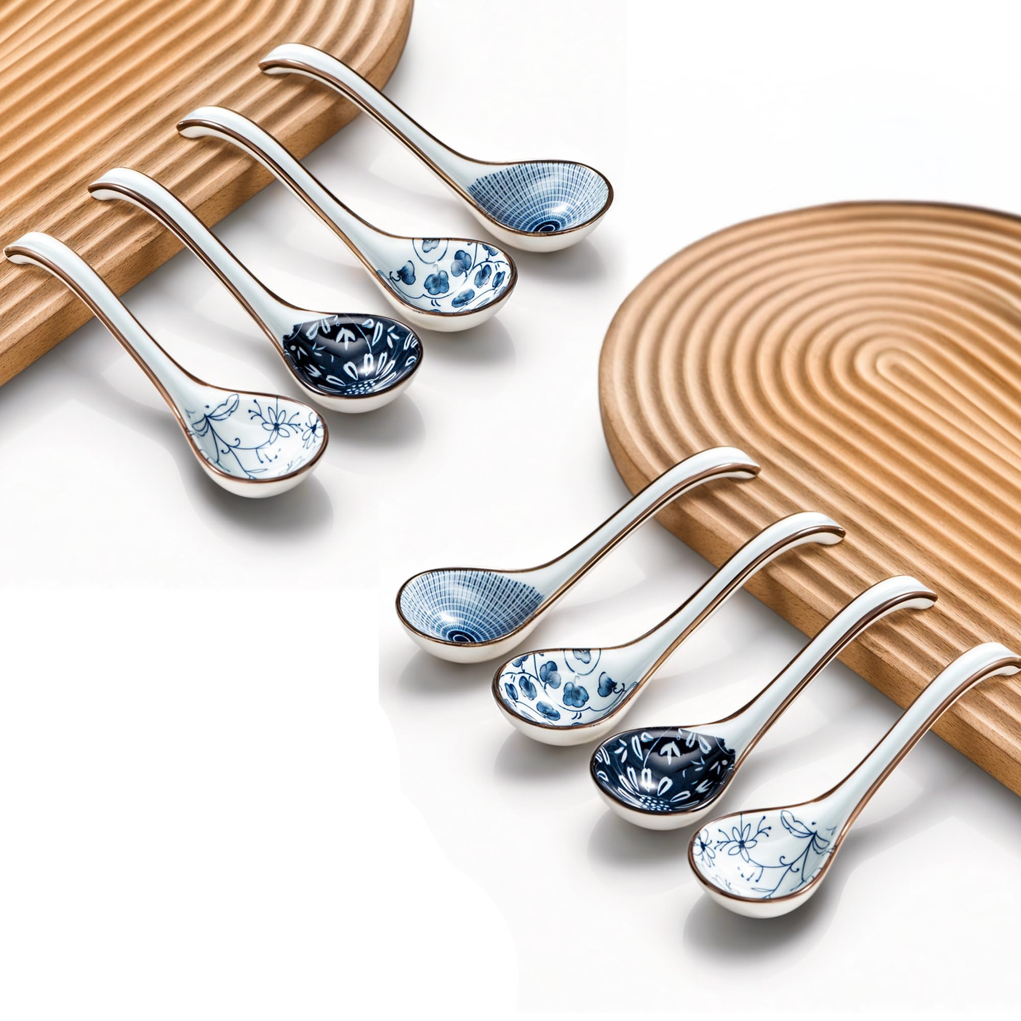 KHOI NGUYEN Asian Soup Spoon Set of 8, Ceramic Pho Spoons, Ramen Spoon, Chinese Soup Spoons, Viet... | Amazon (US)