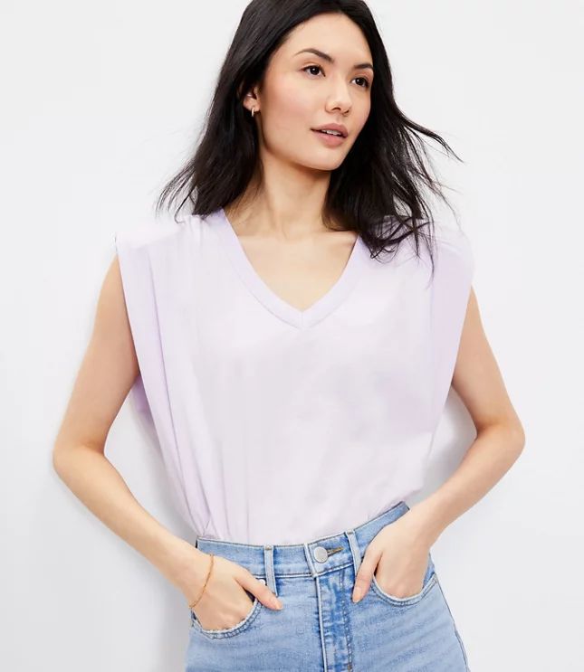 Oversized V-Neck Muscle Tee | LOFT