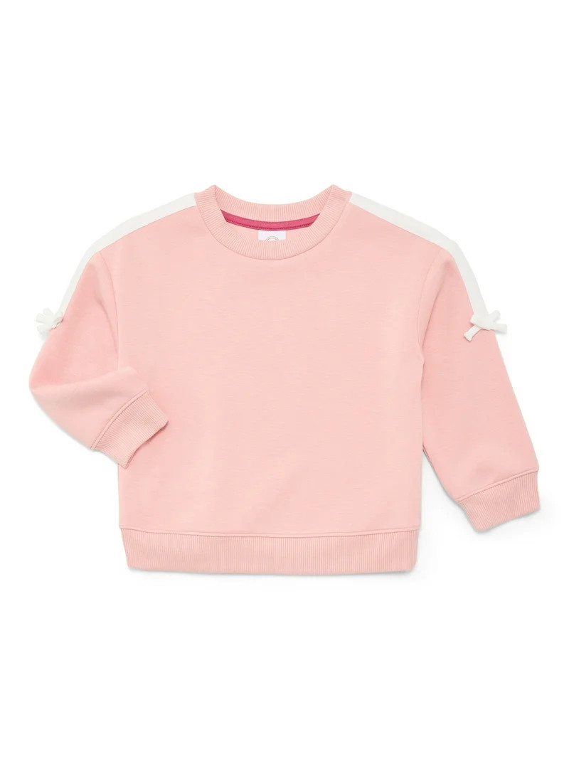 Wonder Nation Toddler Girls Crewneck Pullover with Bows, Sizes 12M-5T | Walmart (US)