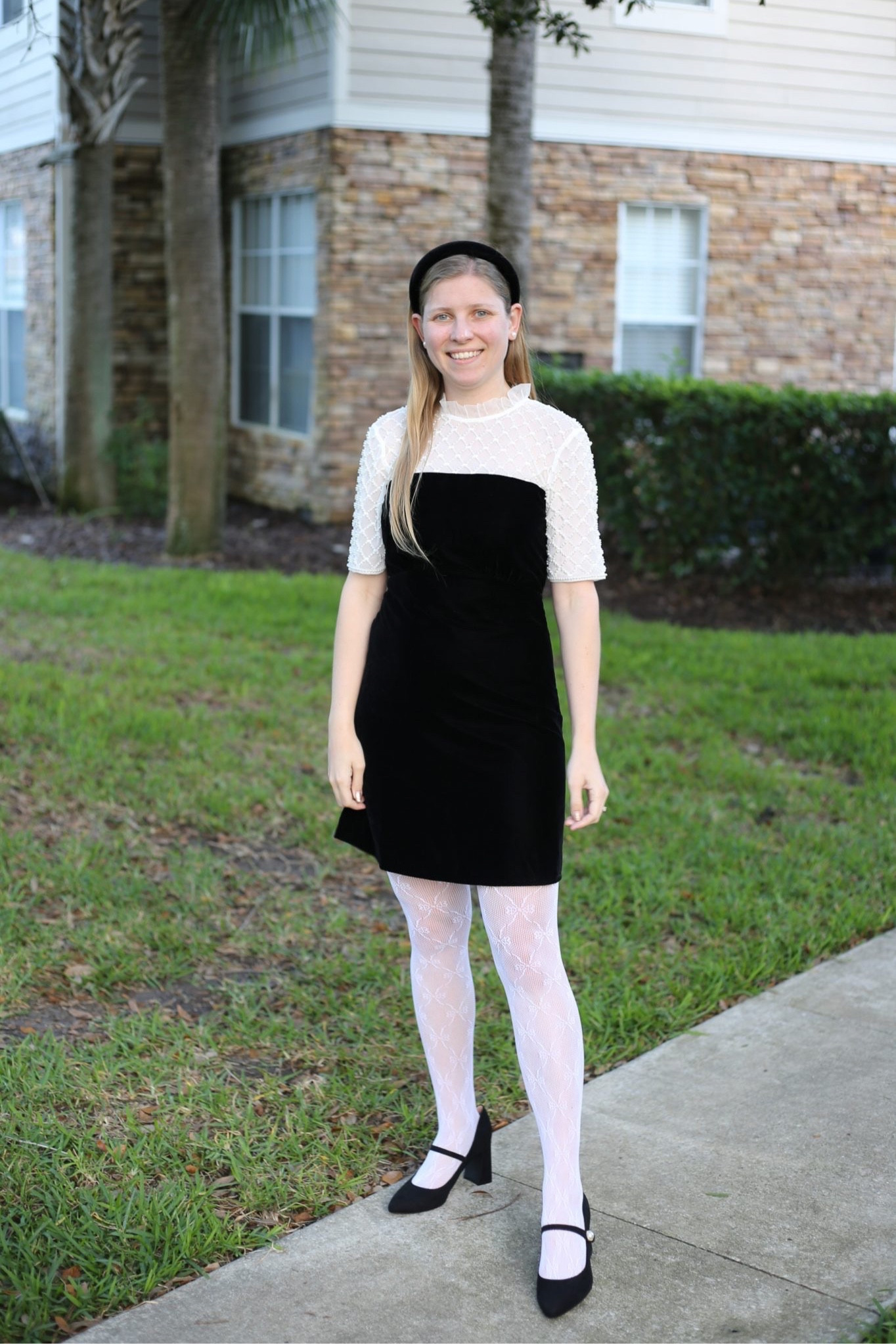 Black dress hotsell white tights