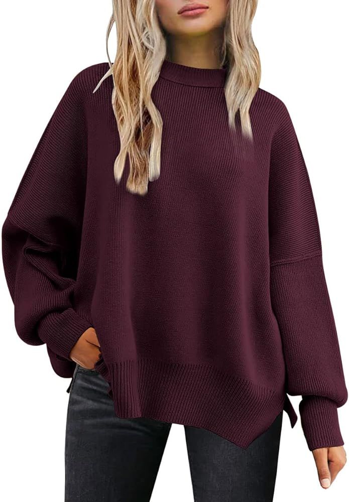 EFAN Women's Oversized Sweaters 2024 Fall Crewneck Batwing Sleeve Pullover Sweaters | Amazon (US)