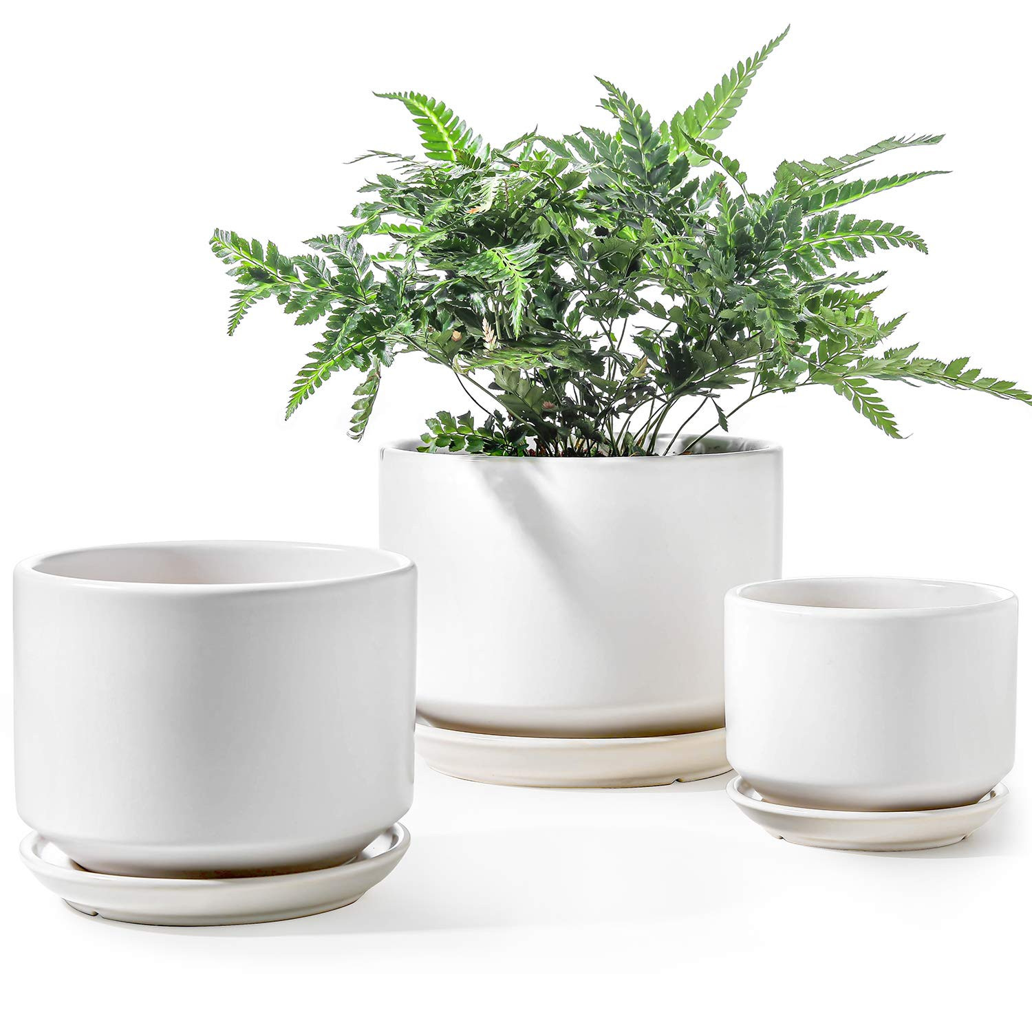 LE TAUCI Ceramic Plant Pots, 4.3+5.3+6.8 inch, Set of 3, Planters with Drainage Hole and Saucer, ... | Amazon (US)