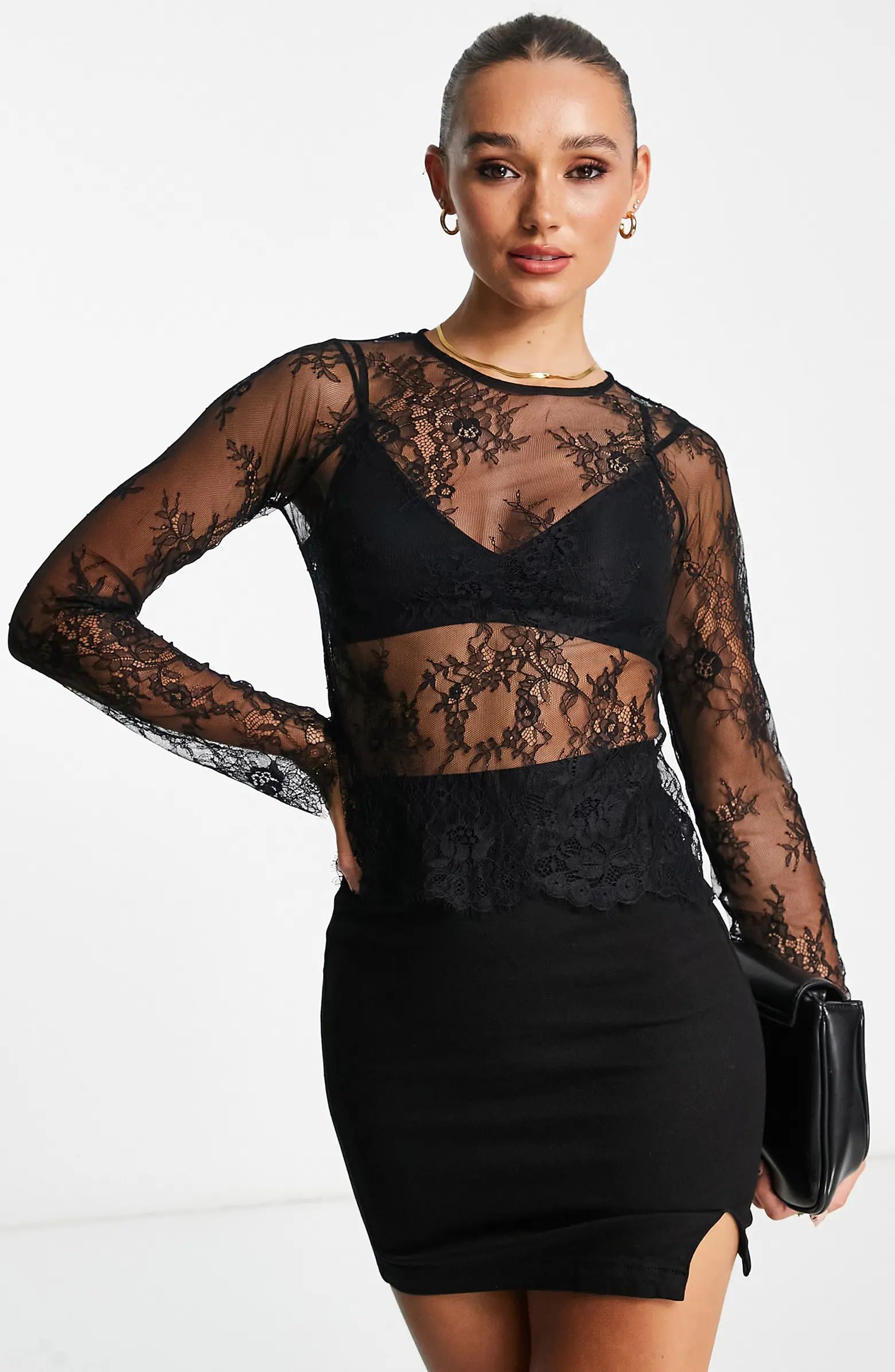 Lace Sheer Long Sleeve Top | Nordstrom