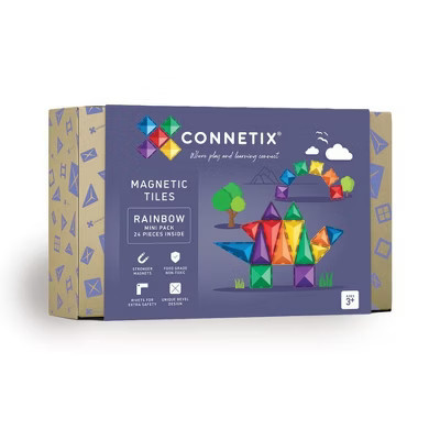 CONNETIX Magnetic Tiles Rainbow Mini Pack Building Blocks 24pc: Educational & Creative Toy Set | Target