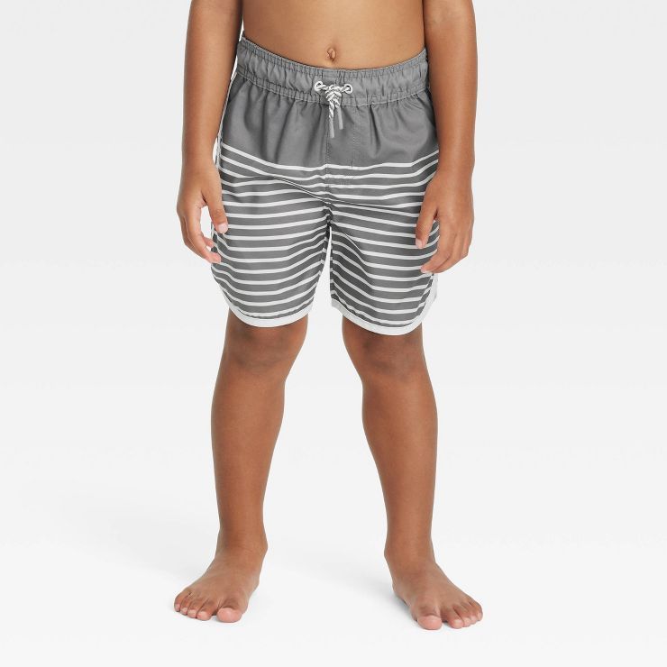 Toddler Boys' Striped Swim Shorts - Cat & Jack™ Gray | Target