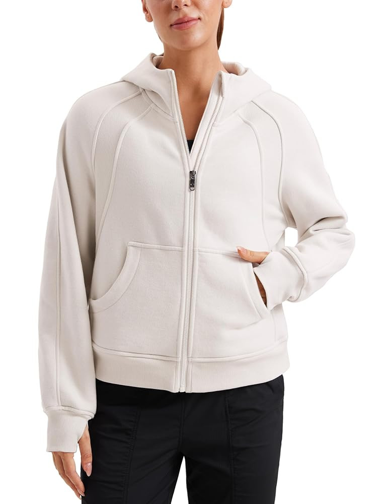 CRZ YOGA Womens Fleece Lined Full Zip Hoodies Oversized Long Sleeve Casual Workout Hooded Sweatsh... | Amazon (US)