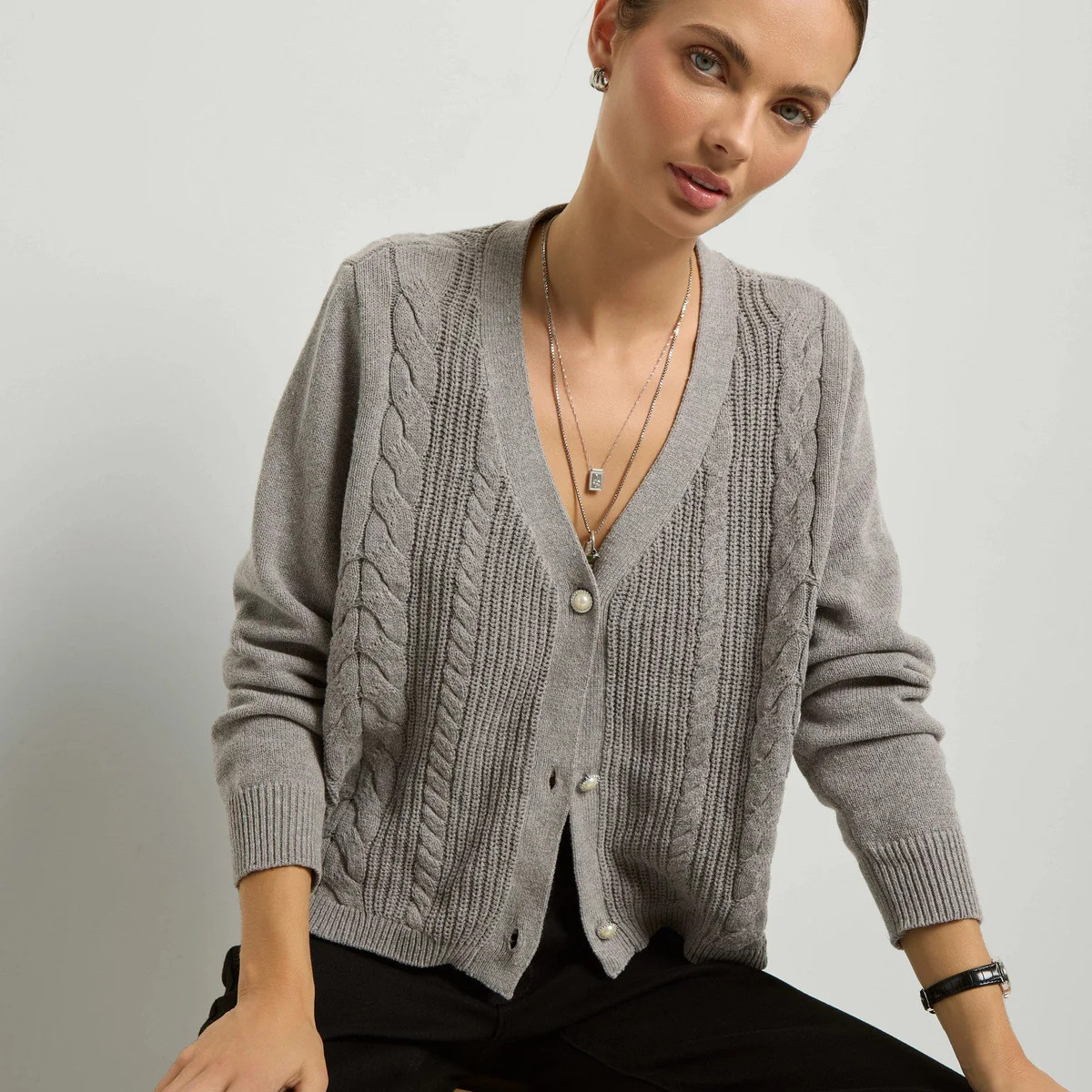 Amethyst Cable Cardigan | Seventy Eight and Sunny